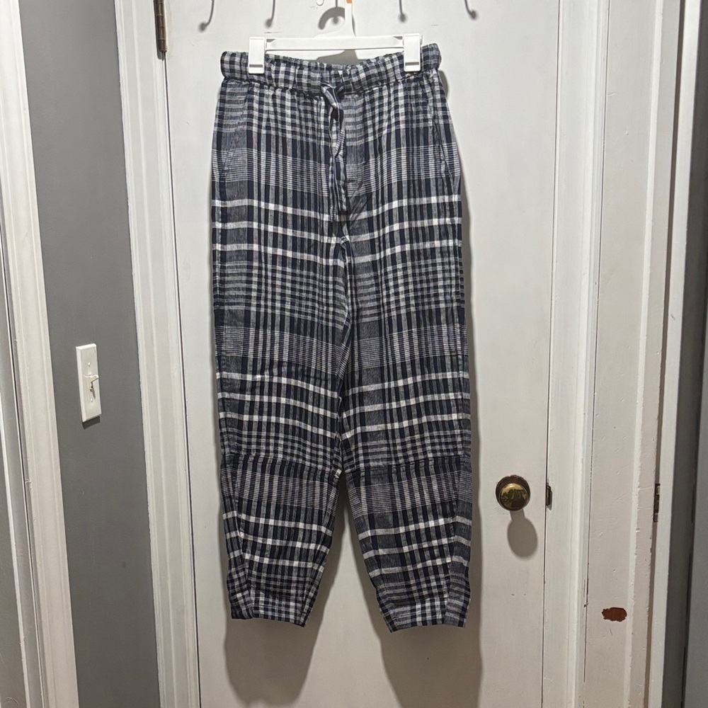 New EVERLANE plaid barrel pants